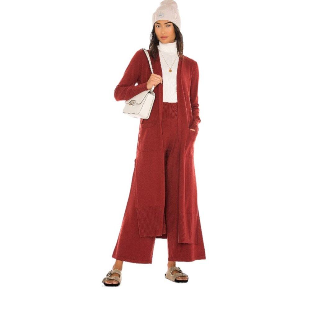 Susana Monaco Ribbed Duster Cardigan Terracotta Size XS NWT $168 MSRP